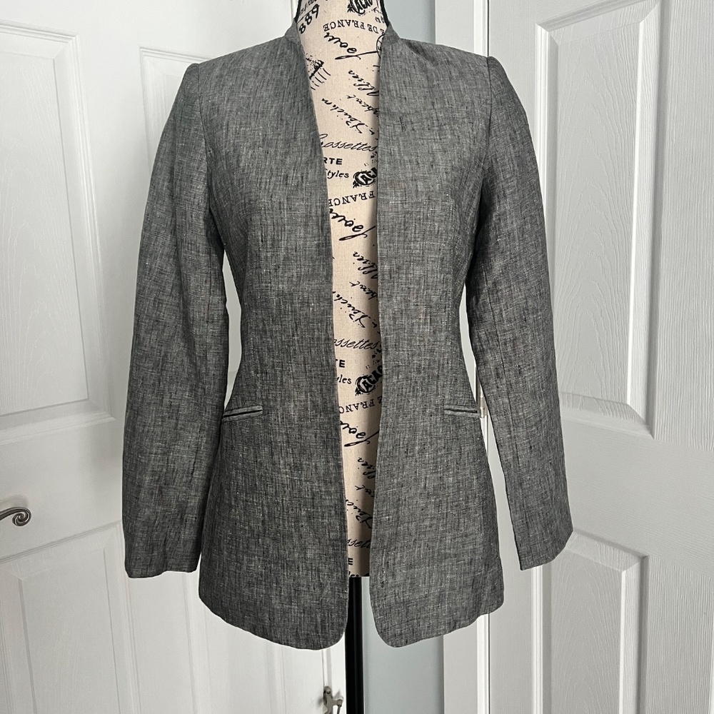 Calvin Klein | Linen Gray Blazer Career Wear Petite